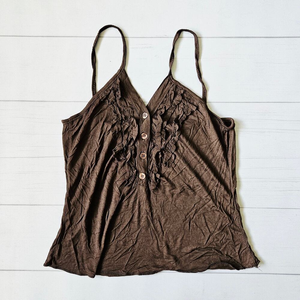 Y2k Euro Cami Top Brown Boho Cropped - Small - Picture 1 of 5